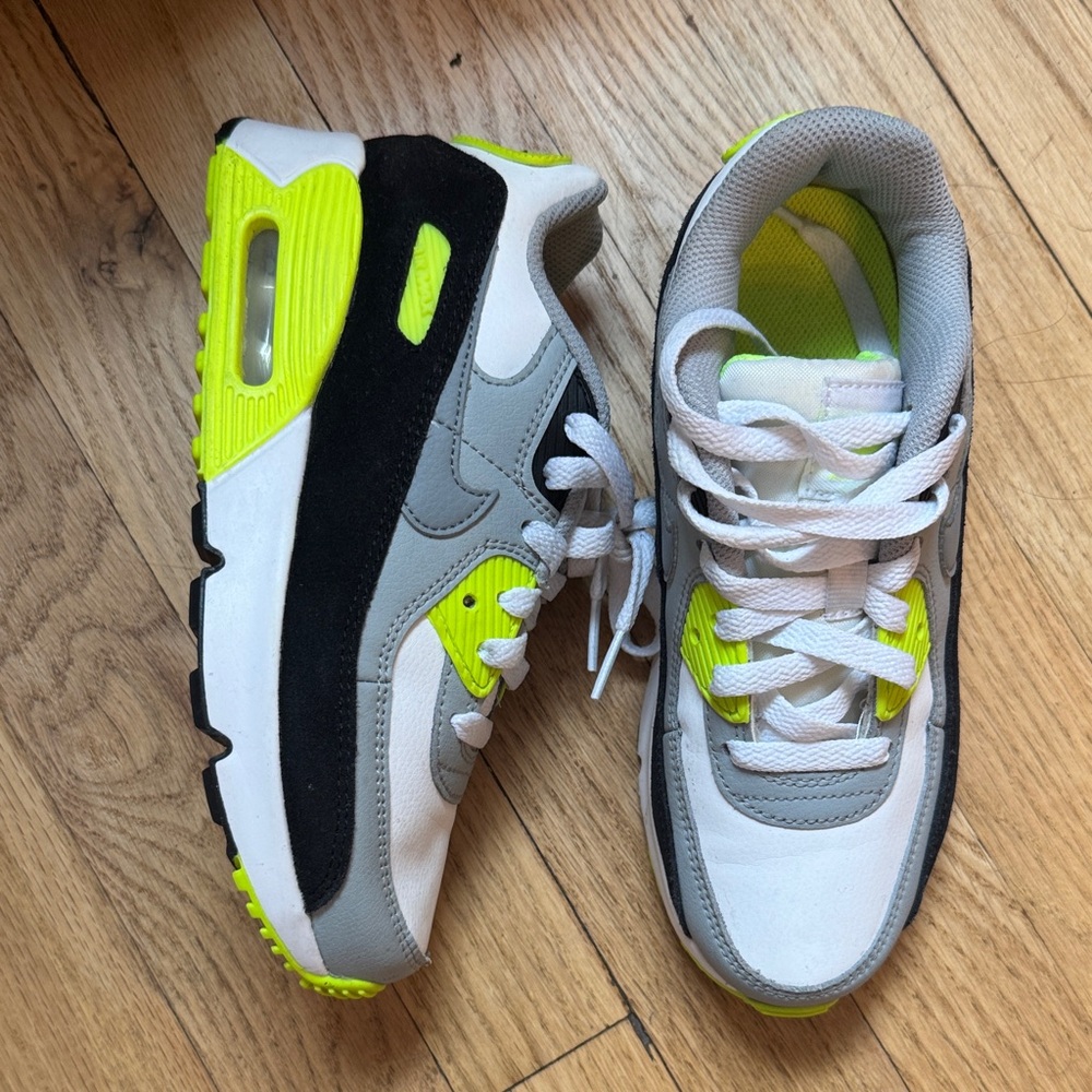 Nike Kids Neon Yellow and Gray Sneakers
